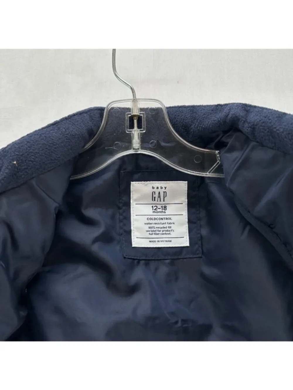 Baby Gap ColdControl Puffer Vest Boys 12-18M Water Resistant Outerwear Navy Blue